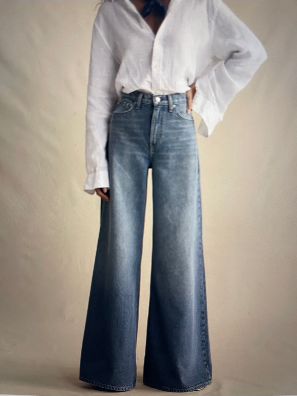 NWT Banana Republic High-Rise Wide-Leg Lightweight Palazzo Jeans